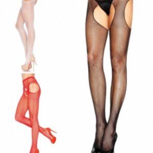 sheer or fishnet suspender pantyhose